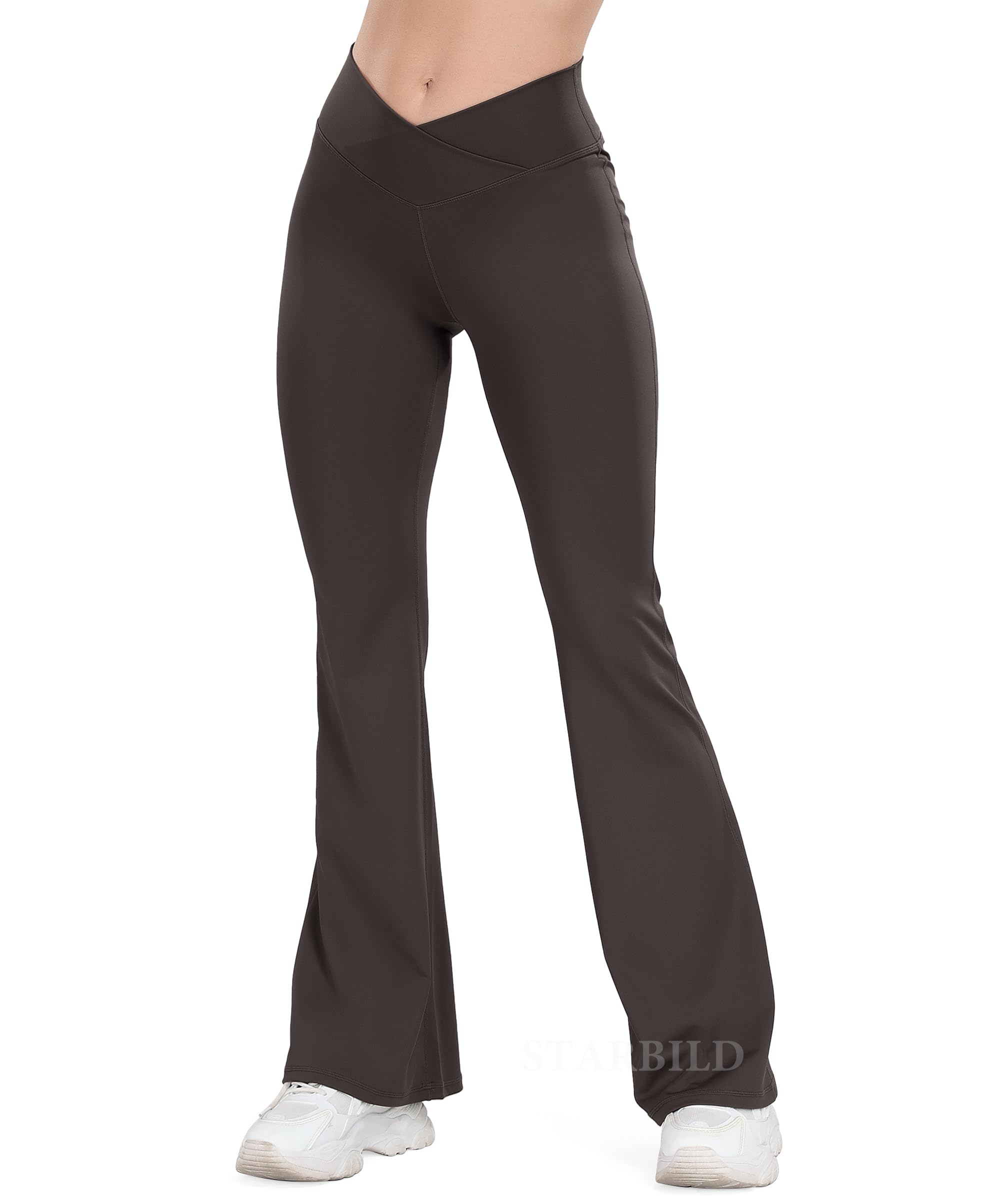 STARBILD Leggings Bootcut Donna con Tasche V Back Scrunch, Pantaloni Yoga con Gambe Svasate Palestra