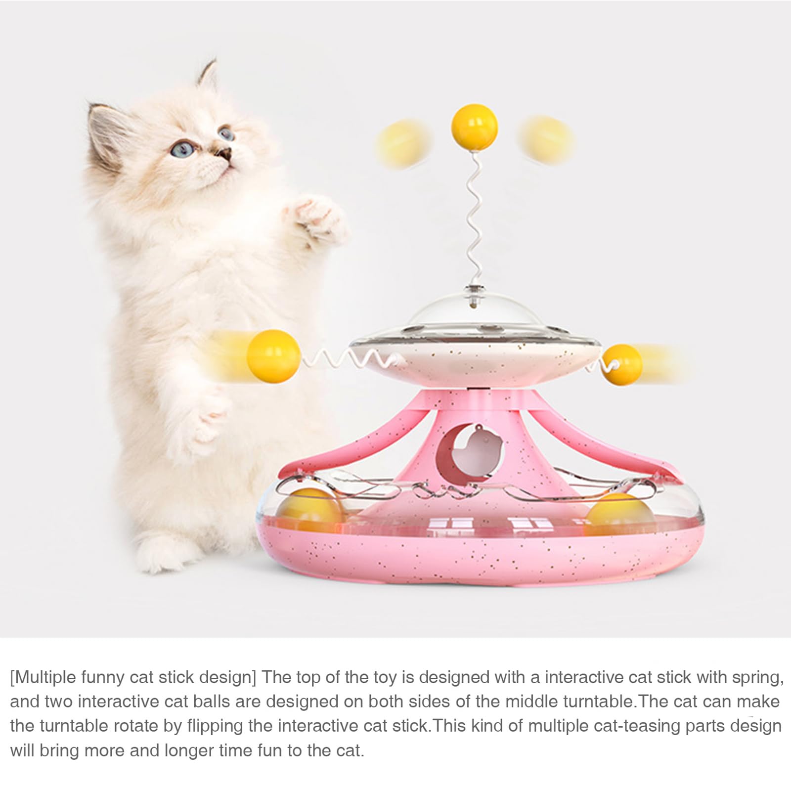 Katzenspielzeug, Katzenspielzeug drinnen for Katzen, interaktives Katzenspielzeug, Kätzchenspielzeug for drinnen Katzen, multifunktionales Katzenspielzeug mit Trackball und Feder, Katzenzubehör geeign
