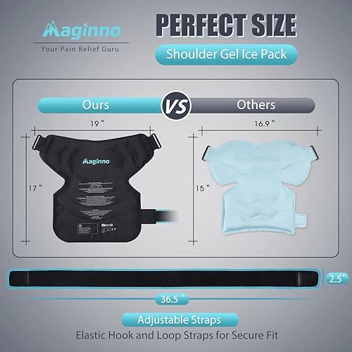 Miniatura 5 de Bolsas de hielo de hombro para lesiones reutilizables, terapia de calor o frío, envoltura de compresión flexible para lesiones de hombro izquierdo