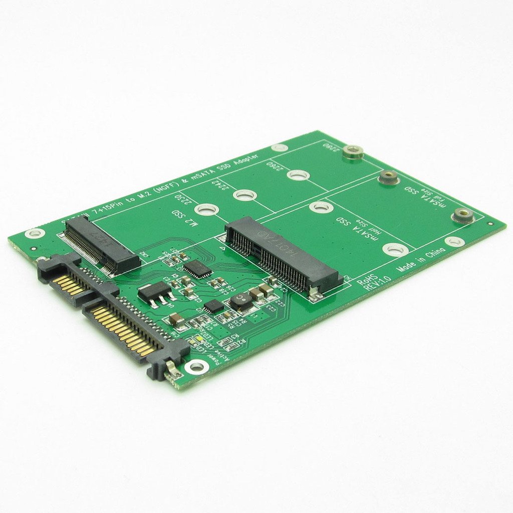 Newzoll 2 in 1 Combine Mini PCI-E M.2 NGFF & mSATA SSD to SATA 3.0 III Adapter PCB Card