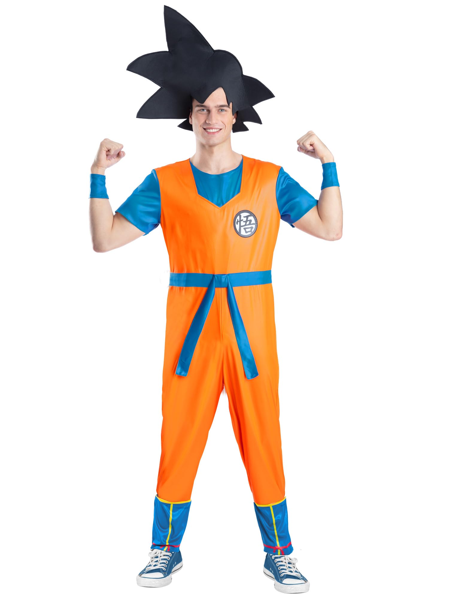Smiffys Dragon Ball Z Goku Costume Adults, Official Licensed Anime Cosplay Outfit Orange Blue Jumpsuit, Wristbands - Image 2