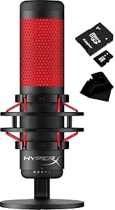 HyperX – Microfone condensador elétrico multipadrão USB QuadCast | Edição 2020 | Para PS4, PC e Mac | Filtro Pop | Montagem antivibração de choque | Vermelho - Preto | com conjunto KWALICABLE