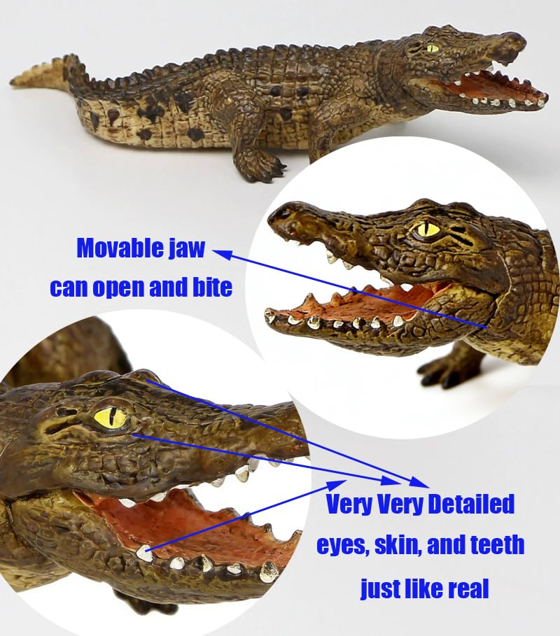 Image of SmilerSmile 7 inch Crocodile Figurine Plastic Sea Creature Toy for Toddlers | Solid PVC Action Figure, Simulation Sea Animals, Educational Ocean Animal Model, Non-toxic Safe Bath Toy for Kids