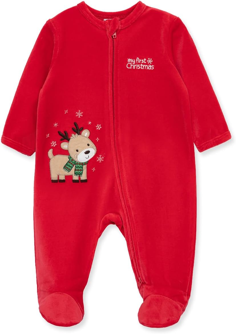 Little Me Clothes for Baby Boys' and Girls' Holiday Footies Rompers Sleepers, Newborn to 6 Months