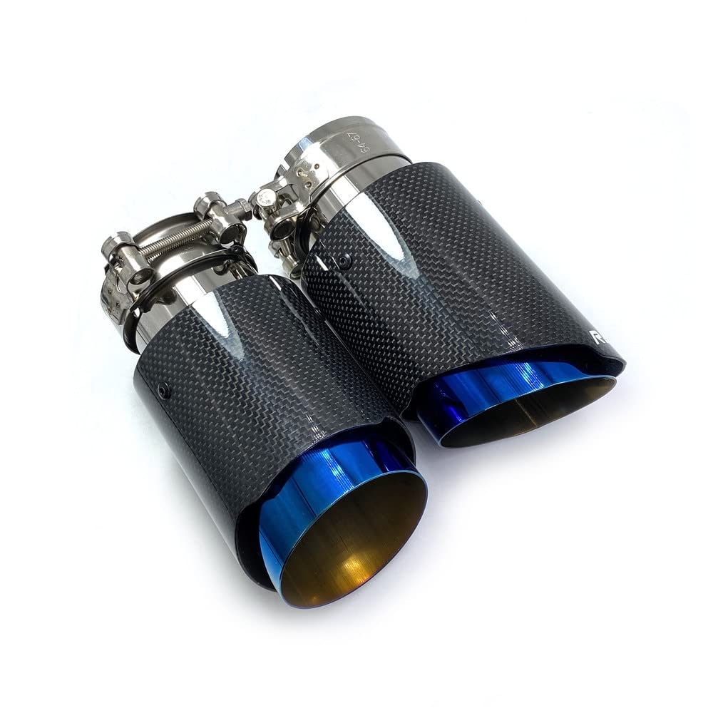 Tubo De Escape Coche PC 1 Tubo de escape de coches Tubería de cola de carbono brillante Acero de acero inoxidable azul Silenciador recto con uso de ajuste for BMW F30 Cola Escape De Sonido