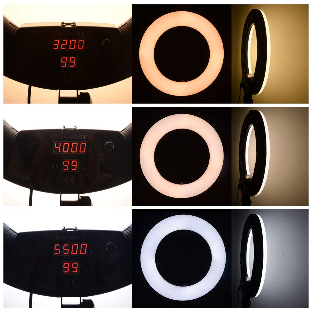 Display digitale da 18 pollici dimmerabile 3200K-5500K Kit luce ad anello LED per fotocamera Smartphone Ritratto Selfie Youtube Video Studio Fotografia Illuminazione continua (senza treppiede)