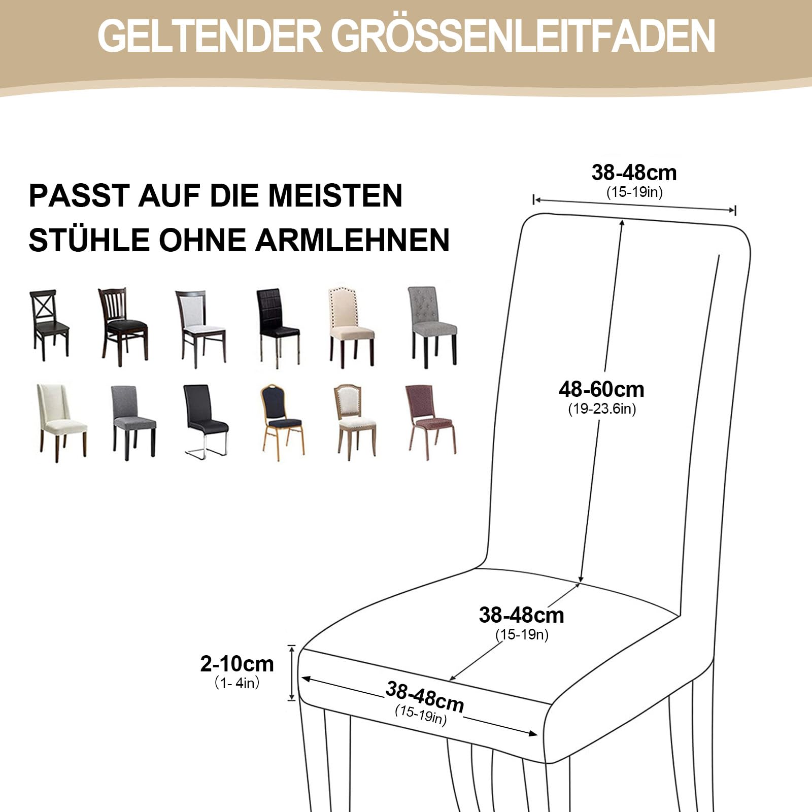 Alishomtll Stuhlhussen 4er Set Stretch Stuhlbezug für Schwingstühle Universal Esszimmerstühle Bezug Waschbar Abnehmbar Stühle Schutz für Küche Bankett Hochzeit Hotel Restaurant (Beige, 4pcs)