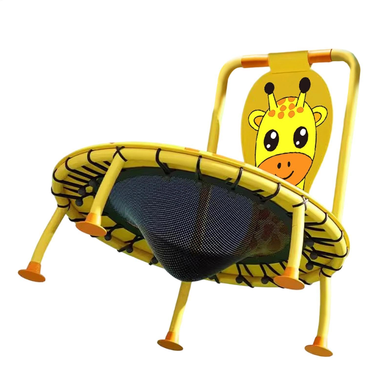 Trampolino Per Bambini Attrezzatura Per Fitness Con Motivo Giraffa Da 100 | con Maniglione in Schiuma Capacità 200 kg Trampolino per Bambini di 1-6 Anni Fitness Salto in Giardino