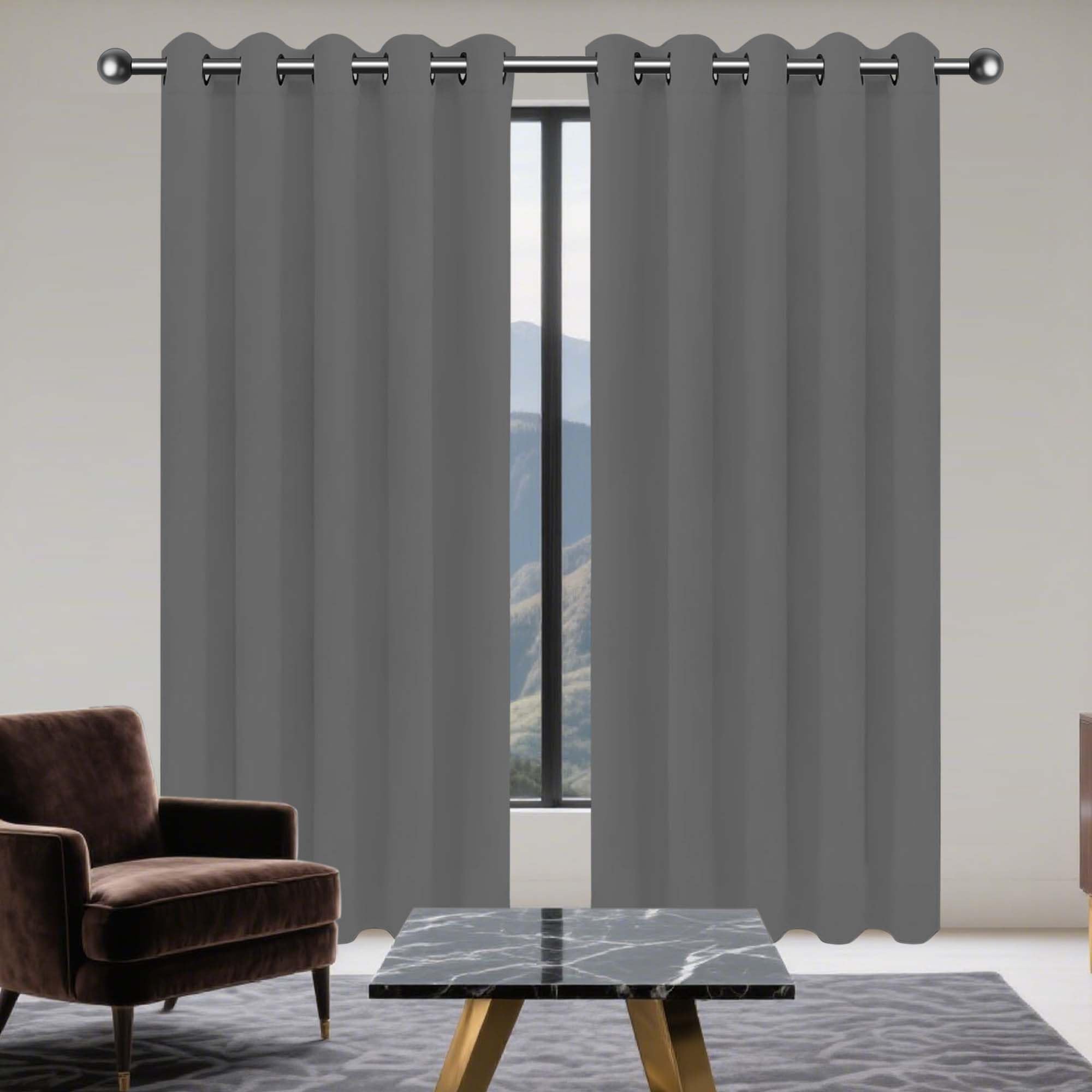Rideau phonique et thermique 480 x 300 cm isolant contre le froid et le bruit gris foncé satiné