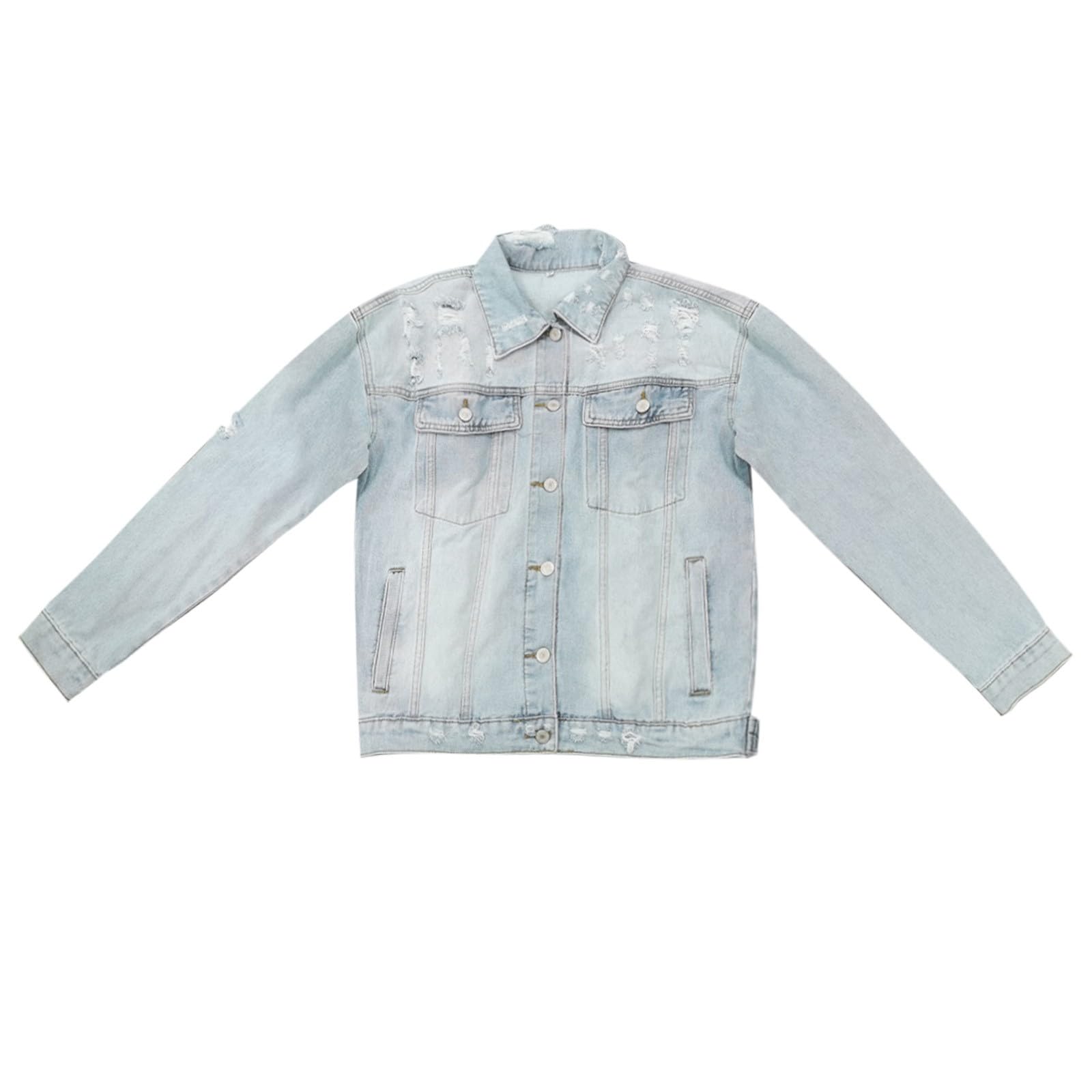 Chaqueta Vaquera Mujer, Chaqueta De Mezclilla Elástica Bordada Chaqueta Ligera Vaquera Manga Larga Básica Chaqueta Mezclilla Chaqueta De Entretiempo Chaqueta Mujer Deshilachado Dobladillo Bolsillos