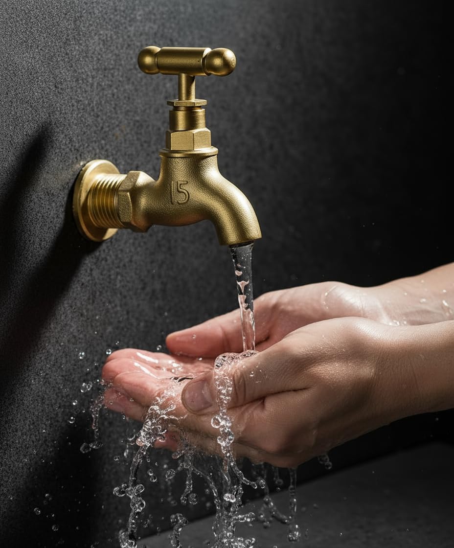 Luxury Brass Wall Tap | Durable Rust-Proof Golden Finish Faucet for Bathroom, Kitchen Sink, Outdoor & Garden | Long Lasting 15mm Brass Bib Cock Water Tap-image-32