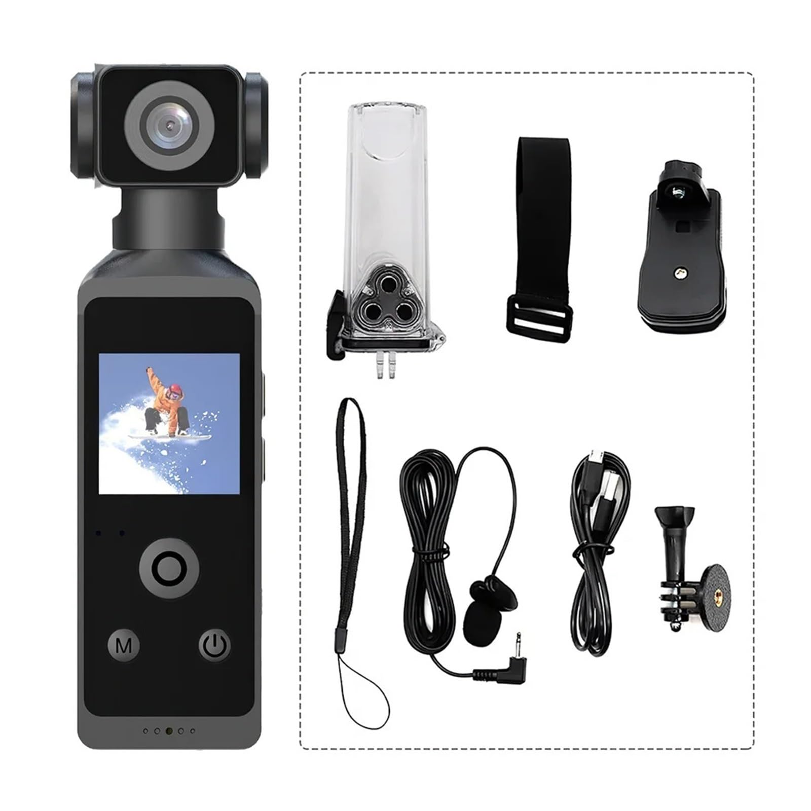 Mini macchina fotografica sportiva 4K Action Camera Pocket Wifi Registratore Vlog video sportivo ruotabile a 270 ° con custodia impermeabile for microfono