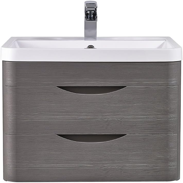 Nuie ECL117 Eclipse | Modern Bathroom Wall Hung Vanity Unit with 1 Tap Hole Basin, 540mm x 600mm, Midnight Grey, 600mm