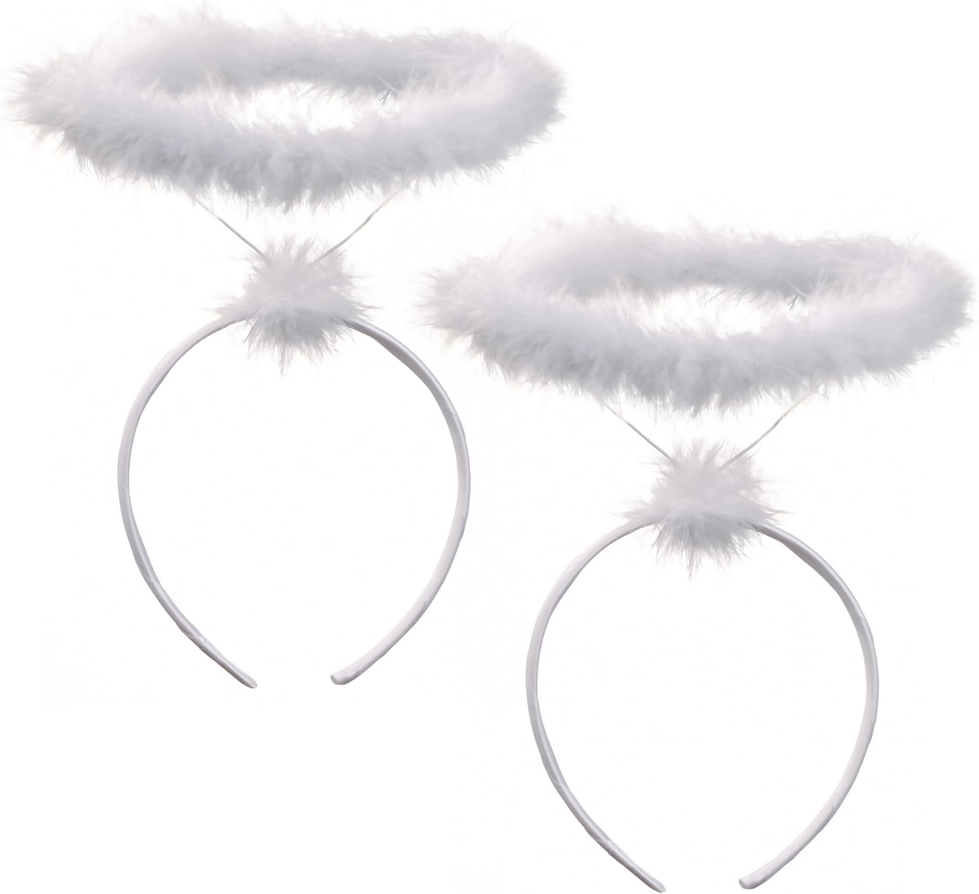 Funcredible White Angel Halo Headbands โ Feather Halo Costume Headpieces โ Festival & Cosplay Costume Accessory (2 Pack)