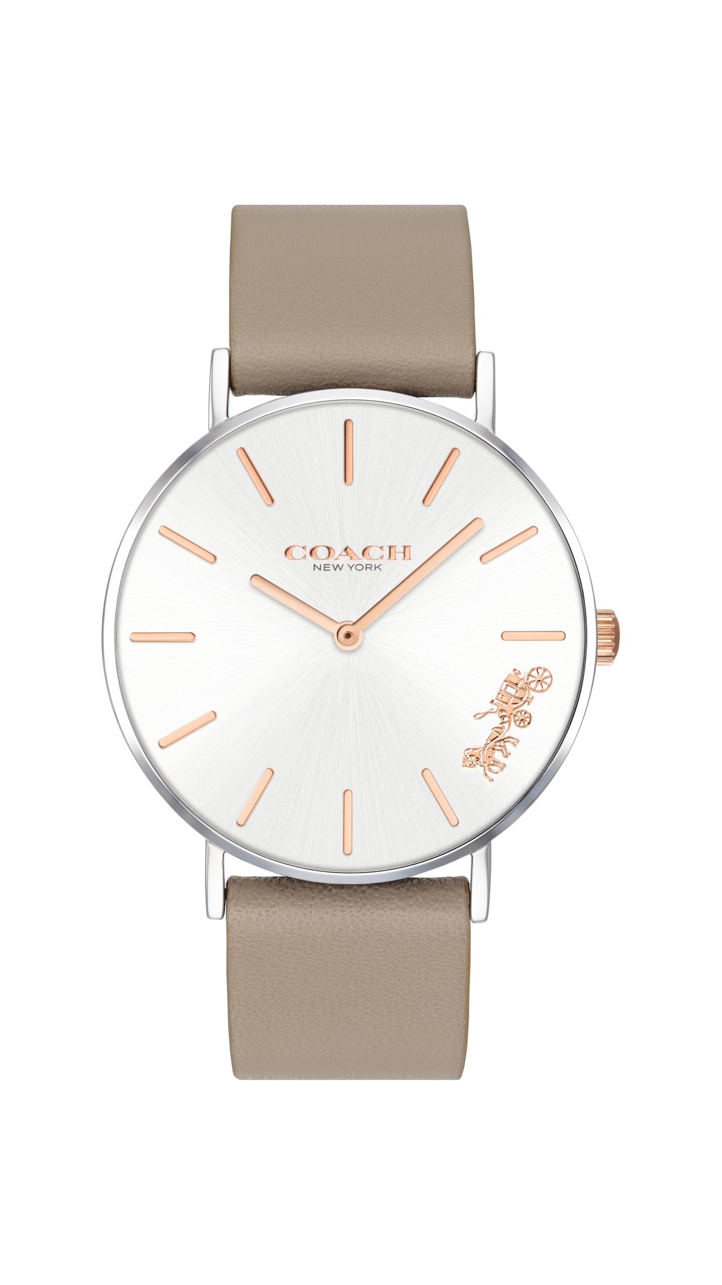 COACH WOMEN'S SILVER WHITE DIAL STONE CALFSKIN STRAP WATCH - 14503119