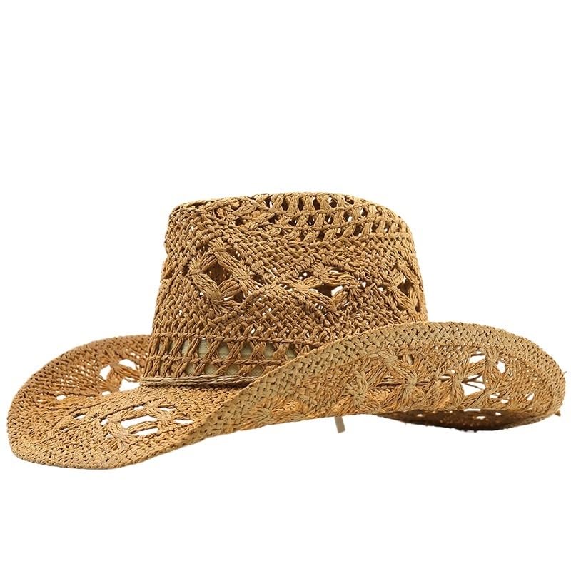 Sombrero De Vaquero De Paja Sombreros de Paja Tejidos a Mano Vaquero for el Sol Occidental Gorra Enrollable Plegable Vestidos Viaje