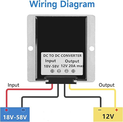 Miniatura 3 de 20A 240W DC 18V 20V 24V 48V 36V a 12V Convertidor reductor de voltaje carro de golf reductor impermeable Buck transformador Wth fusible