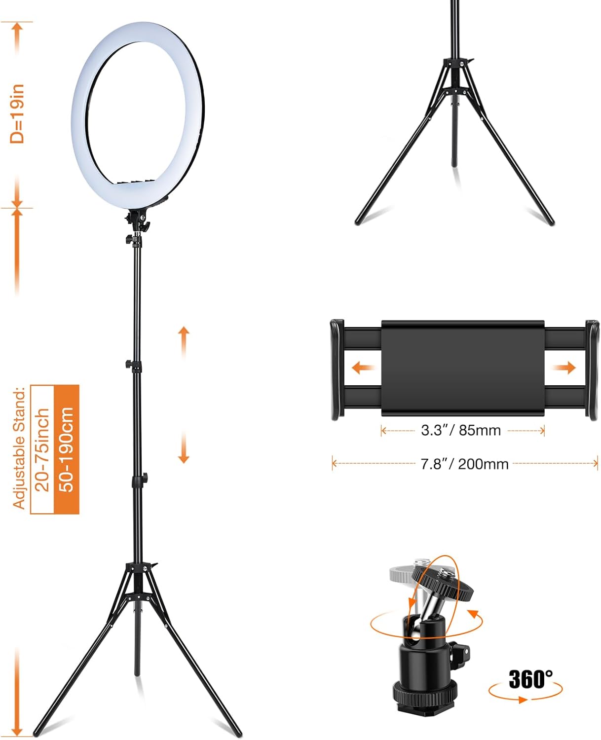 21inch Ring Light with Tripod and Phone Holder for Vlog, YouTube Video, 3000K-6000K Dimmable Bi-Color LED Light Ring for Makeup, Selfie, Camera - Control with Remote