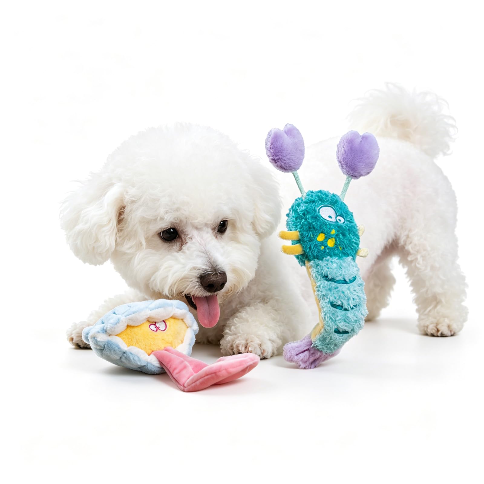 Piszcząca pluszowa zabawka dla psa, motyw morski, zabawki do ząbkowania, łagodzące nudę, odporne na gryzienia i czyszczenie zębów, interaktywna elastyczna zabawka do żucia dla małych psów, 2