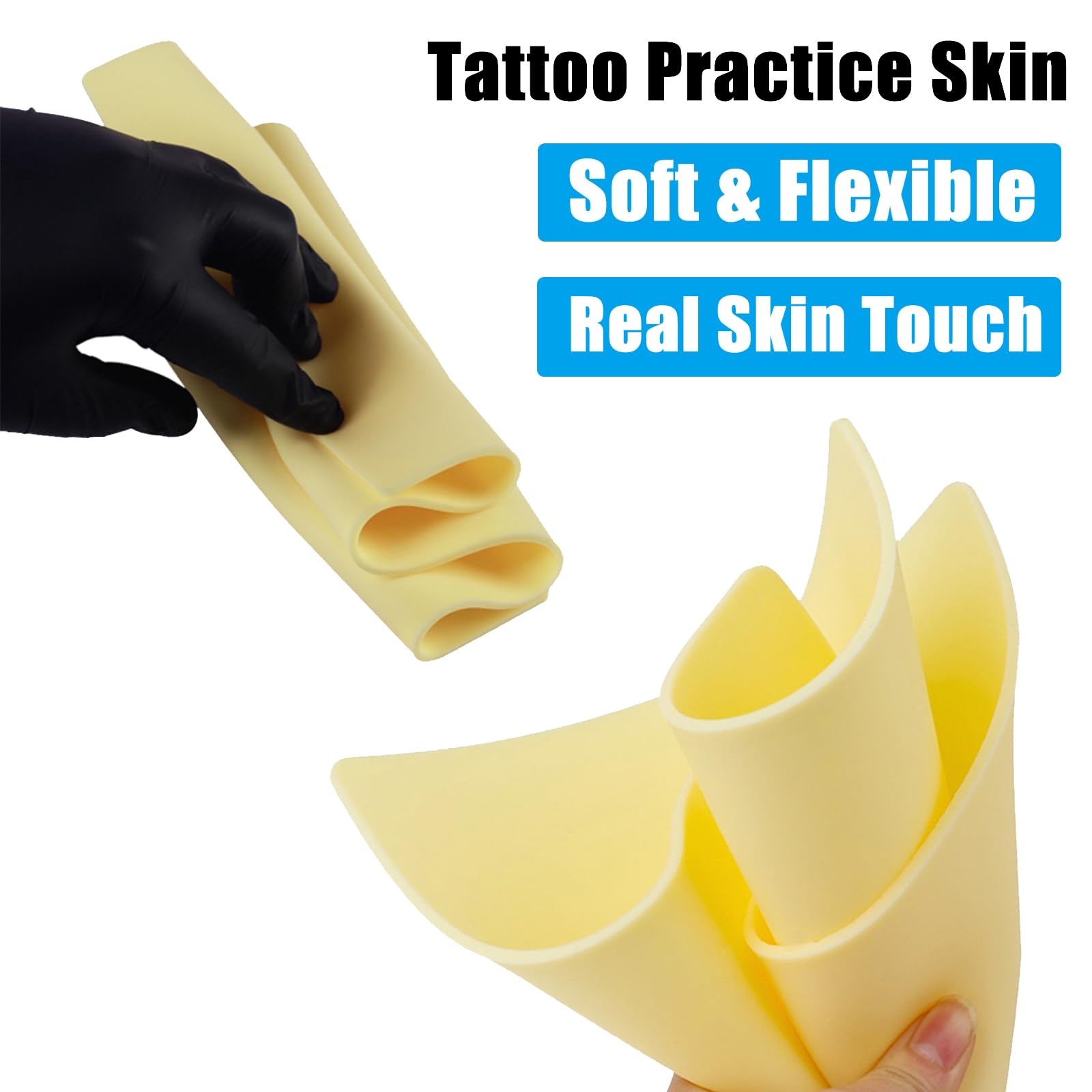 EMALLA 3mm Tattoo Practice Skin 5pcs Fake Skin A4 Real Skin Feel Double Sided Training Professional Tattoo Supplies for Beginners and Artists(29.5 X 19.5cm) - Image 4