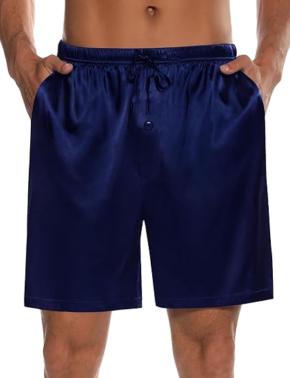 SWOMOG Men's 1 Pack Satin Pajama Shorts Silk Pajama Boxer Lounge