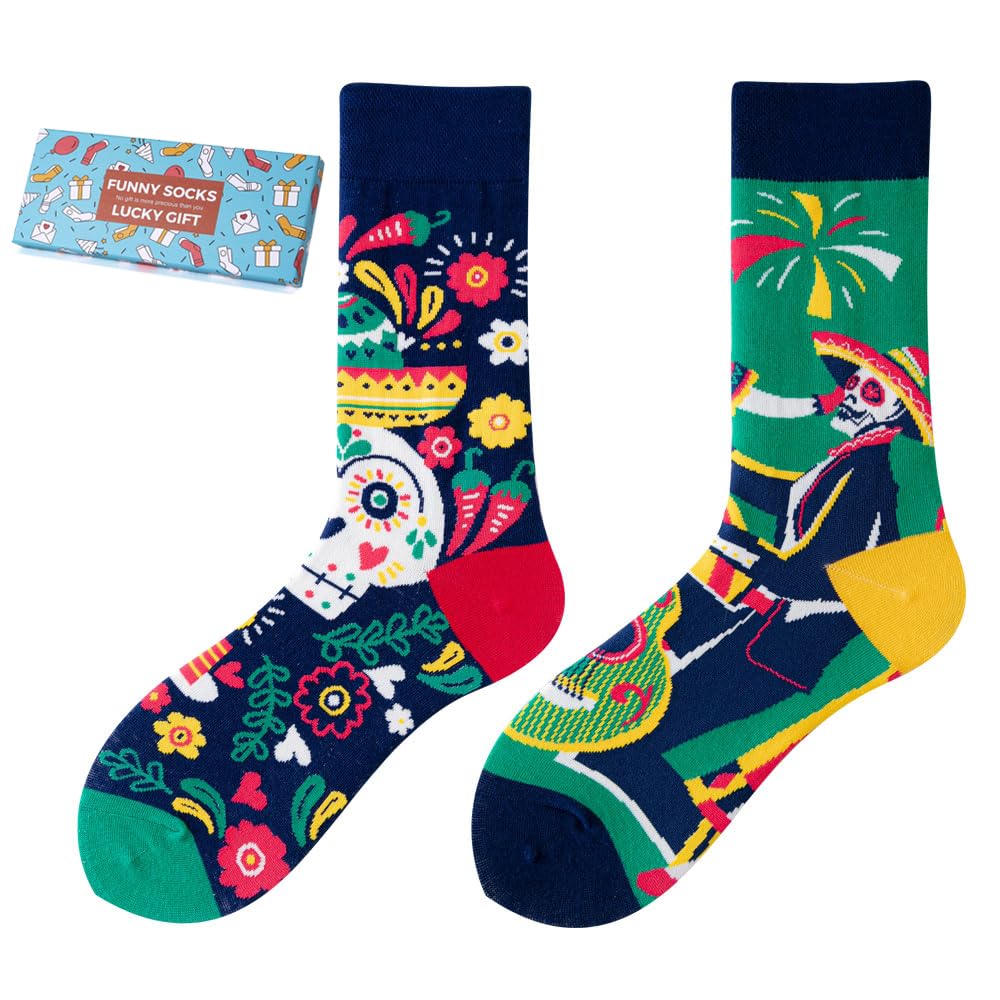 Calcetines Divertidos Unisex para Mujer y Hombre con Diseños Asimétricos en Par - Temas Animales, Comida, Fruta, Deporte y Arte en Algodón - Ideal para Regalos — view 93