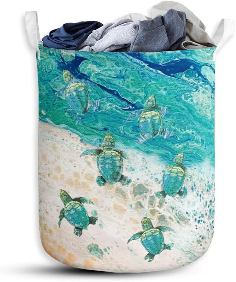 Sea Turtle Ocean Foldable Laundry Basket With Handles
