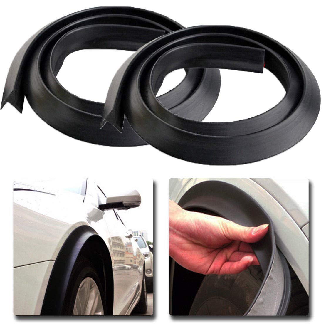 Riloer Parafanghi laterali universali per auto, 2.2 cm x 2 cm triangolare in gomma per protezione dell'arco del sopracciglio, nero
