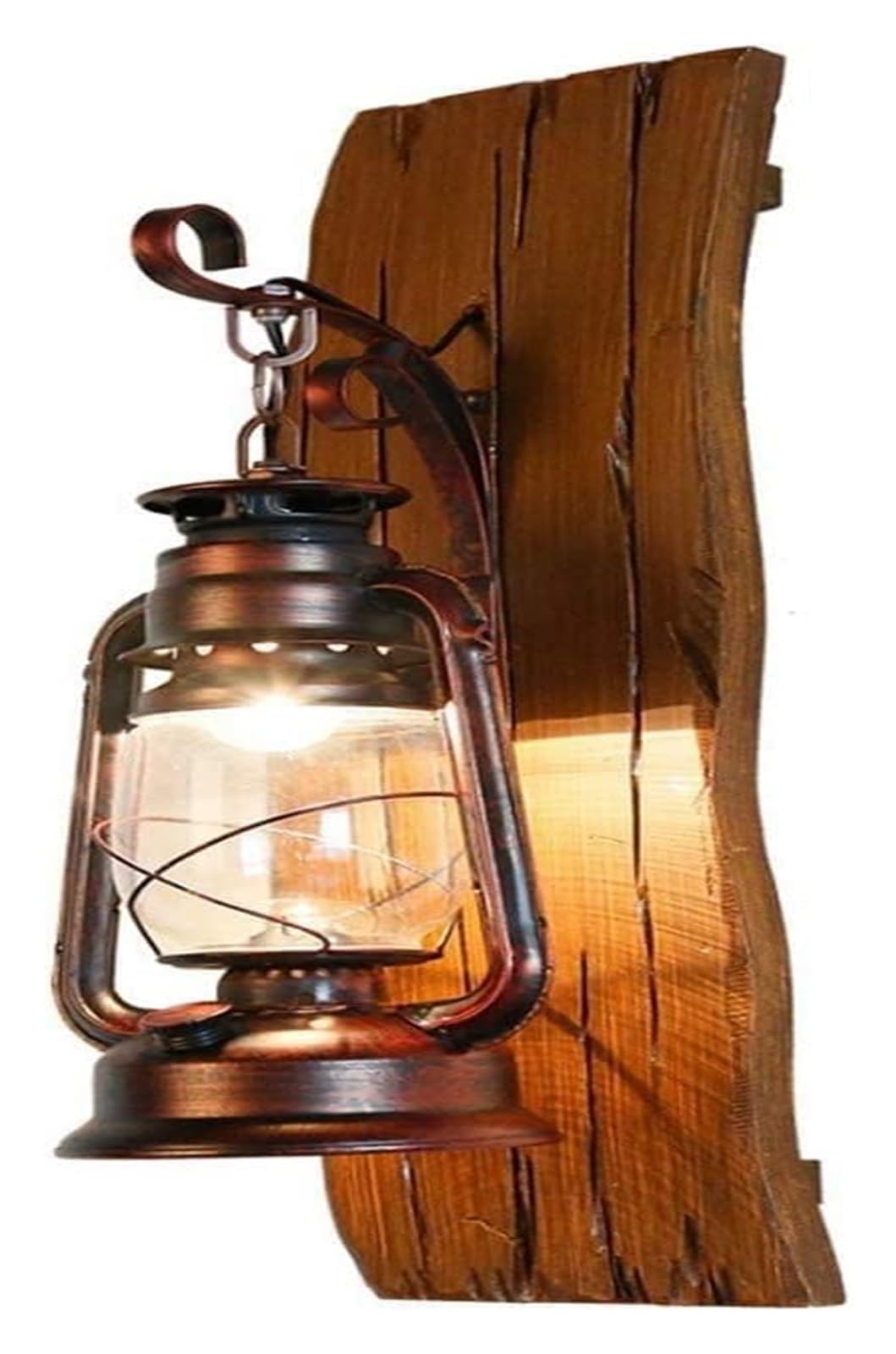 HXYSXHJUO Wall Lamp Industrial Vintage Light Fixture with Wooden Base Iron and Glass Sconce Lighting for Bar Hallway Kitchen Restaurant