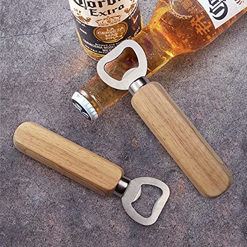 wocpvm 6 Stks Gepersonaliseerde Houten Handvat Flesopener Houten Handvat Bierflesopener Bartenders Bar Flesopener voor Vaderdag Creatief DIY Gift - Image 4