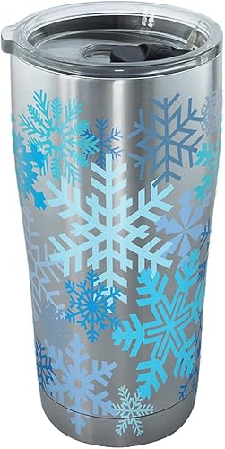 Miniatura 9 de Tervis Traveler - Vaso aislado de triple pared con aislamiento de copos de nieve de invierno, color azul, mantiene las bebidas frías y calientes, 20
