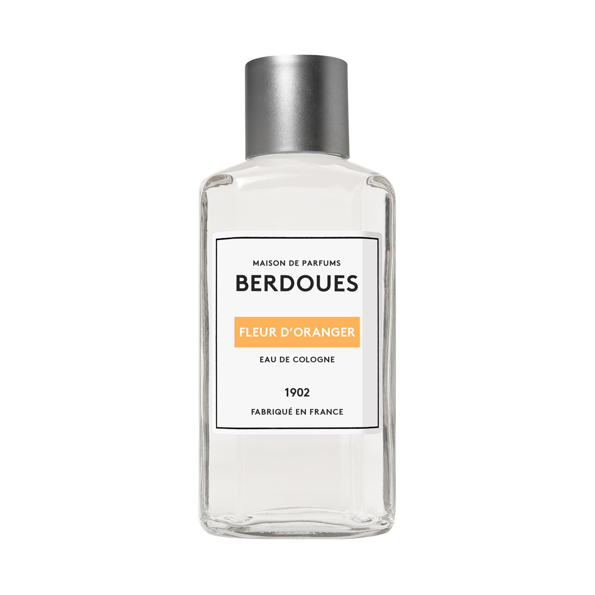 BERDOUES 1902 Eau de Cologne Fleur d’Oranger, Douce et Fleurie, Made in France, Sans colorant Parfum femme et homme, recharge 245ml