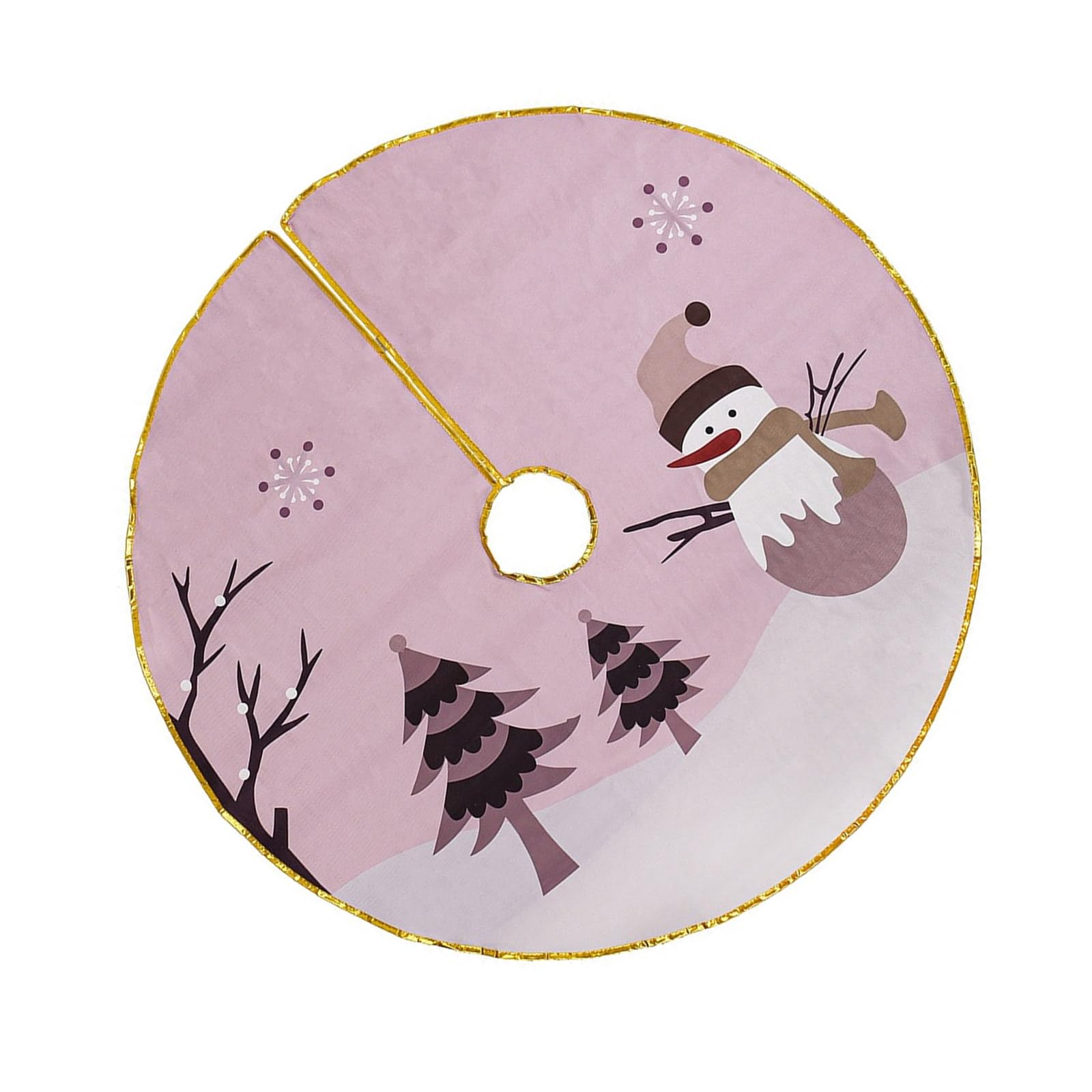 Yhplxyuus Festival Gold Bordered Tree Skirt Festival Celebration Gold Trimmed Tree Skirt for Homes and Mall Decoration Decorative Base Covers