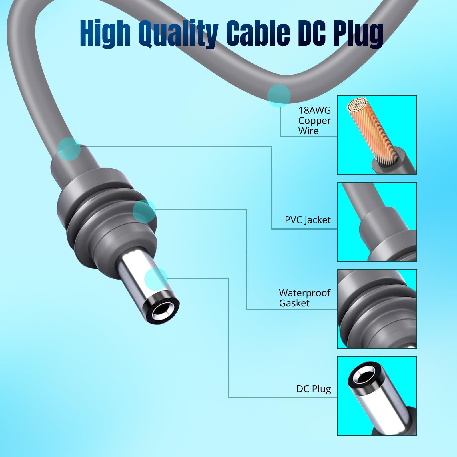 Starlink Mini kabel przedłużający DC 32,8 m, wodoodporny adapter konwertera zasilania, akcesoria zamienne żeńskie na O-ring, kompatybilny z adapterem do rur Starlink Mini i oryginalnym kablem