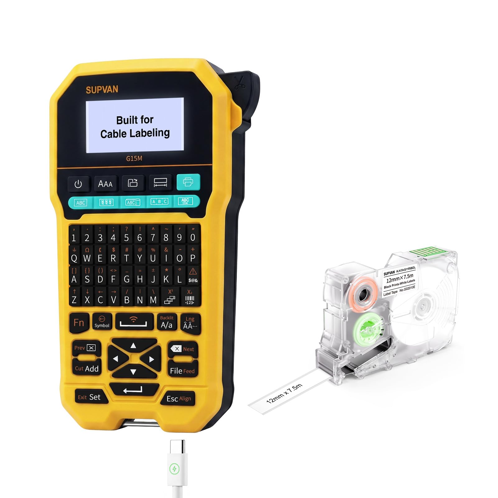 SUPVAN G15M Portable Label Maker Machine with Tape, Rechargeable 1200mAh Battery Thermal Transfer Printer, Compatible with Multi-Type Label, Home, Garage, Office & Outdoor