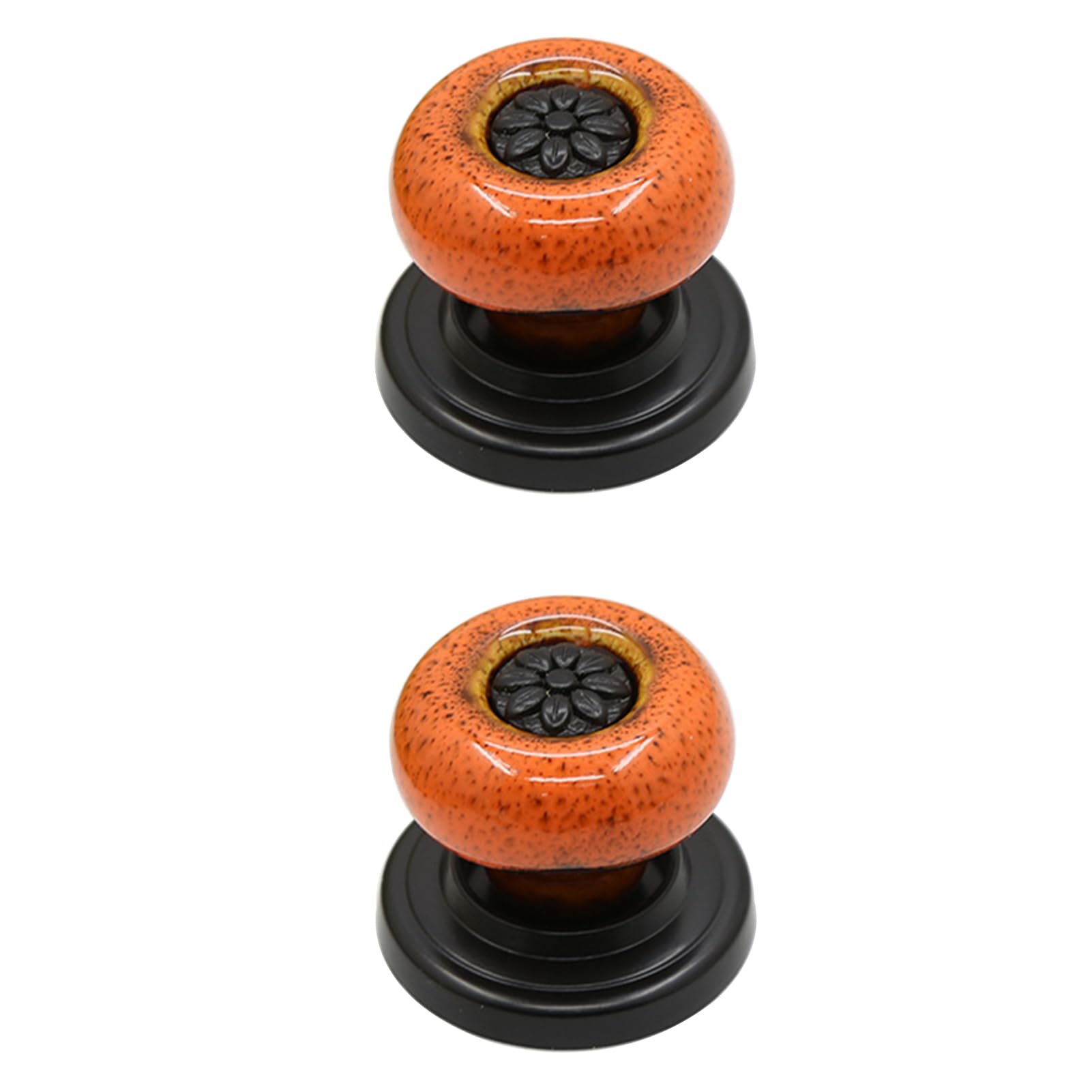 2 Pack Antique Cabinet Knobs Vintage Ceramic Drawer Pulls Furniture Door Knobs Round Single Hole Cupboard Knobs with Screws Wardrobe Handles for Dresser Cabinet,Decorative (B,Orange)