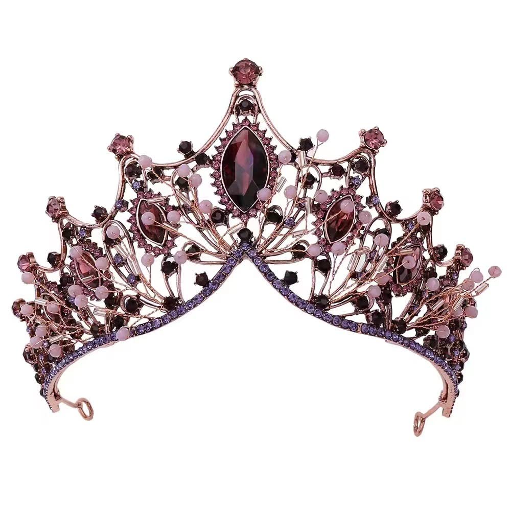 Corona Tiara Con Strass - Oro Rosa, Per Sposa, Principessa, Feste, Compleanni, Accessorio Capelli - Foto 9