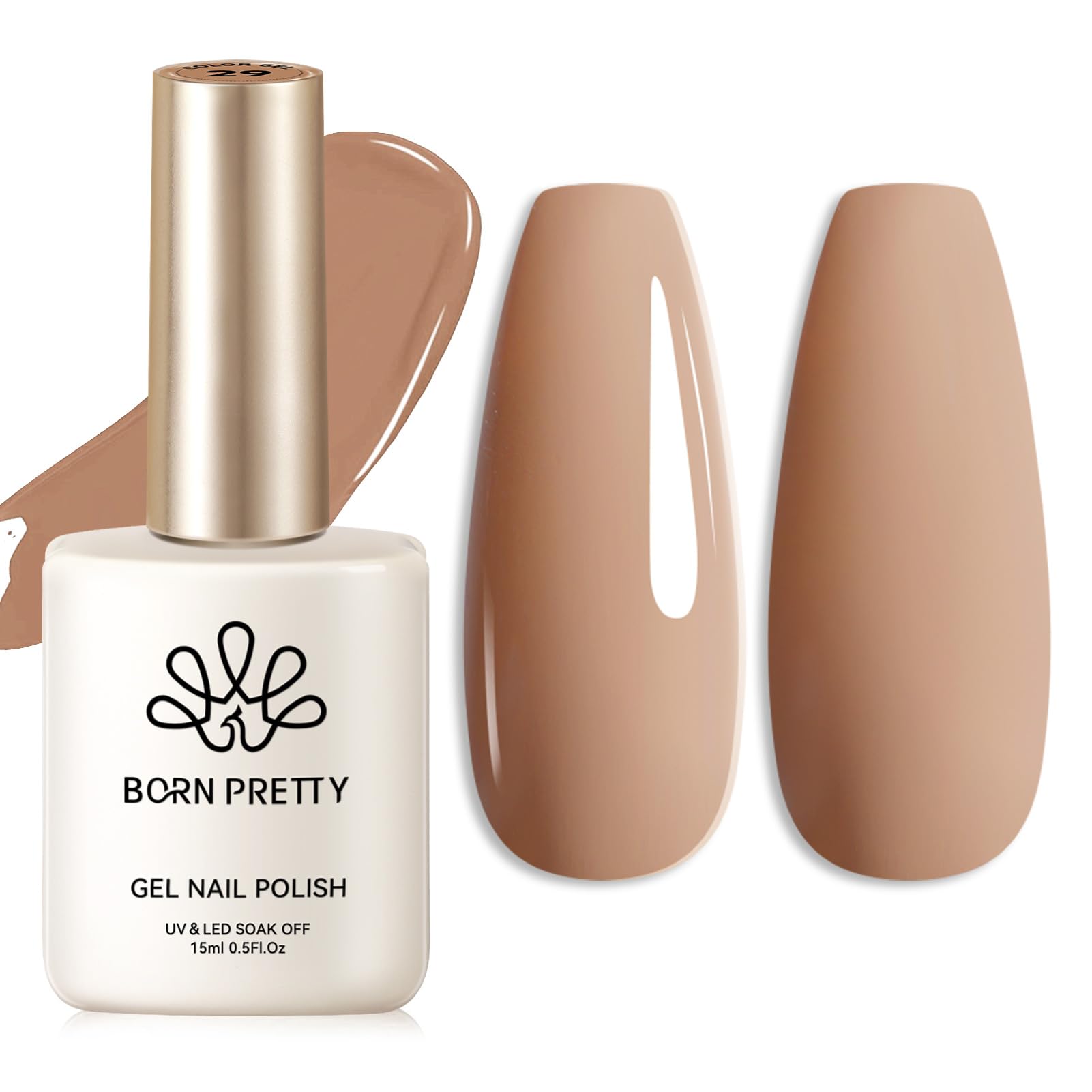 Born PrettyHema-Free Gel Nail Polish, 15ml Tan Fall Winter Color Soak Off U V LED Gel Polish Nail Art Design Manicure Salon DIY Home