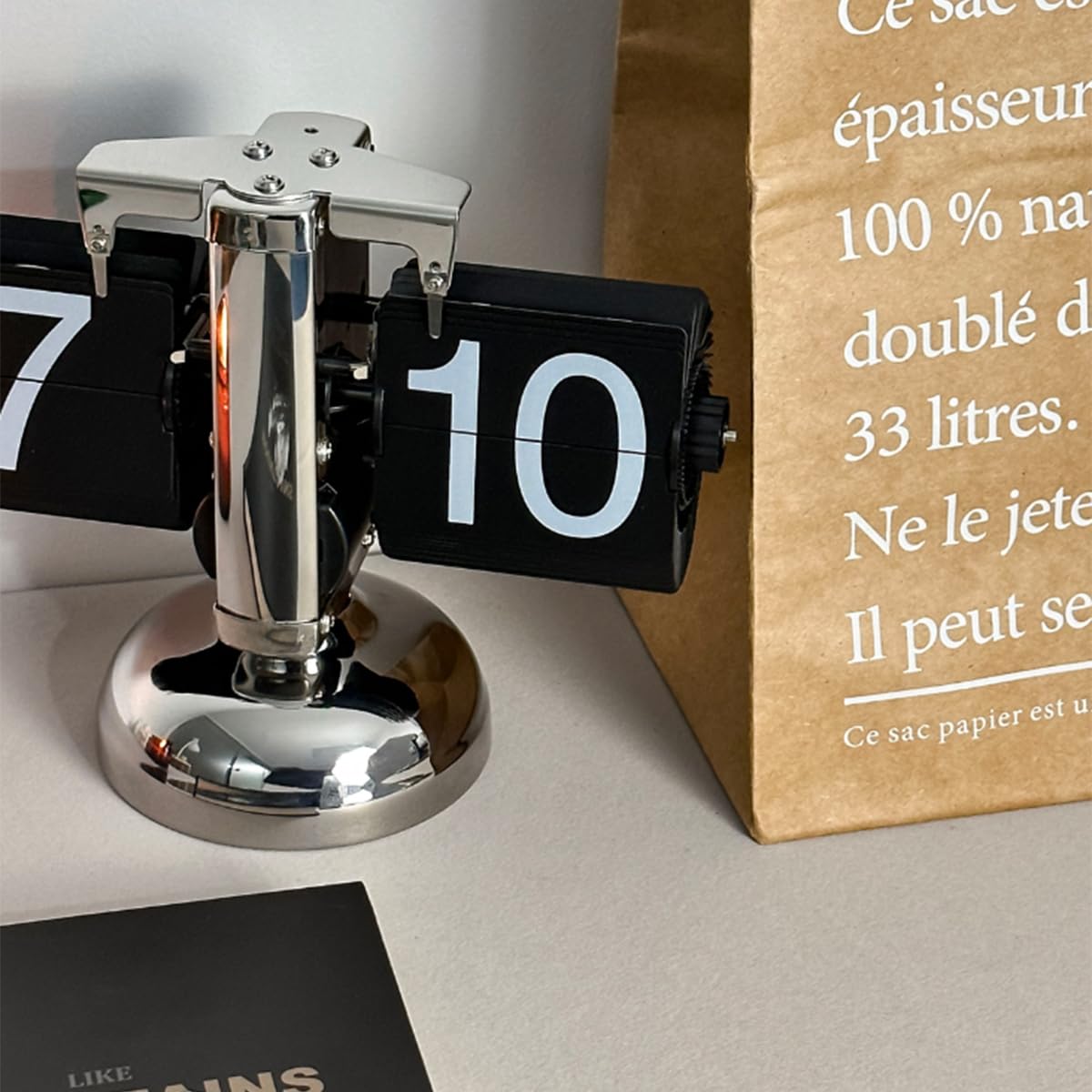 Sarini Horloge à Bascule numérique rétro, Horloge à Bascule numérique, Horloge de Bureau à Bascule, Horloge à Page Automatique, utilisée dans Le Salon de la Maison, Horloge de Bureau d'hôtel (Noir)