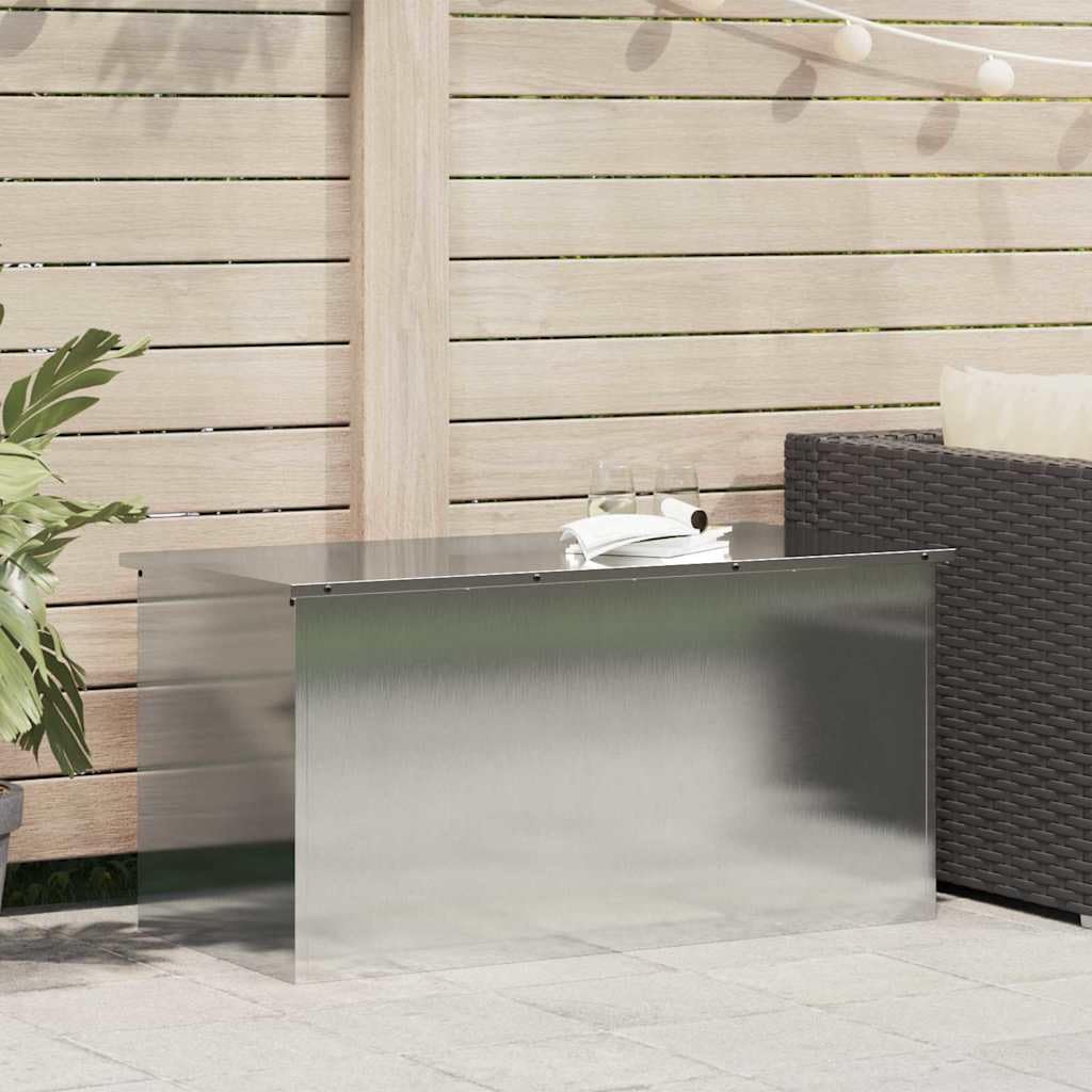 Contenitore metallico per cuscini da giardino, in acciaio, 100 x 50,5 x 50 cm, colore argento, resistente alle intemperie, con sollevamento a gas, salvaspazio, impilabile, versatile, per