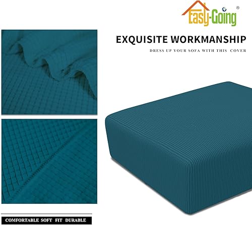 Vista 494 de Easy-Going - Funda elástica para taburete otomano, funda protectora para muebles, funda rectangular con parte inferior elástica Beige