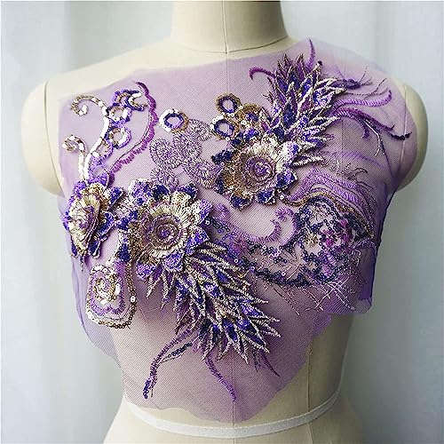 Embroidery lace Appliques,Wedding Dresses Appliqu Purple Lac