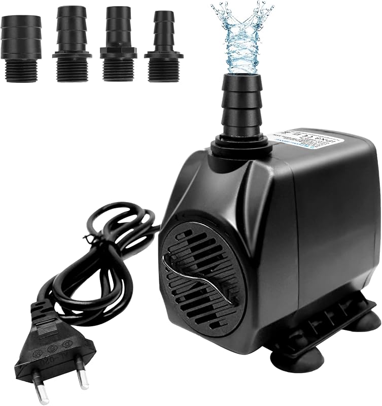 RUIZHI Akvárium Szivattyú 35W 2500L/h Vízszivattyú Szökőkút Pumpa 3 Fúvókával Tó Akvárium Kert Fekete