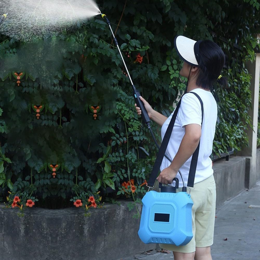 Spruzzatore Elettrico Ricaricabile da Giardino, Serbatoio da 5 l, Pompa autoadescante con Asta Estensibile per Uso Fertilizzante e erbicida (8 L)