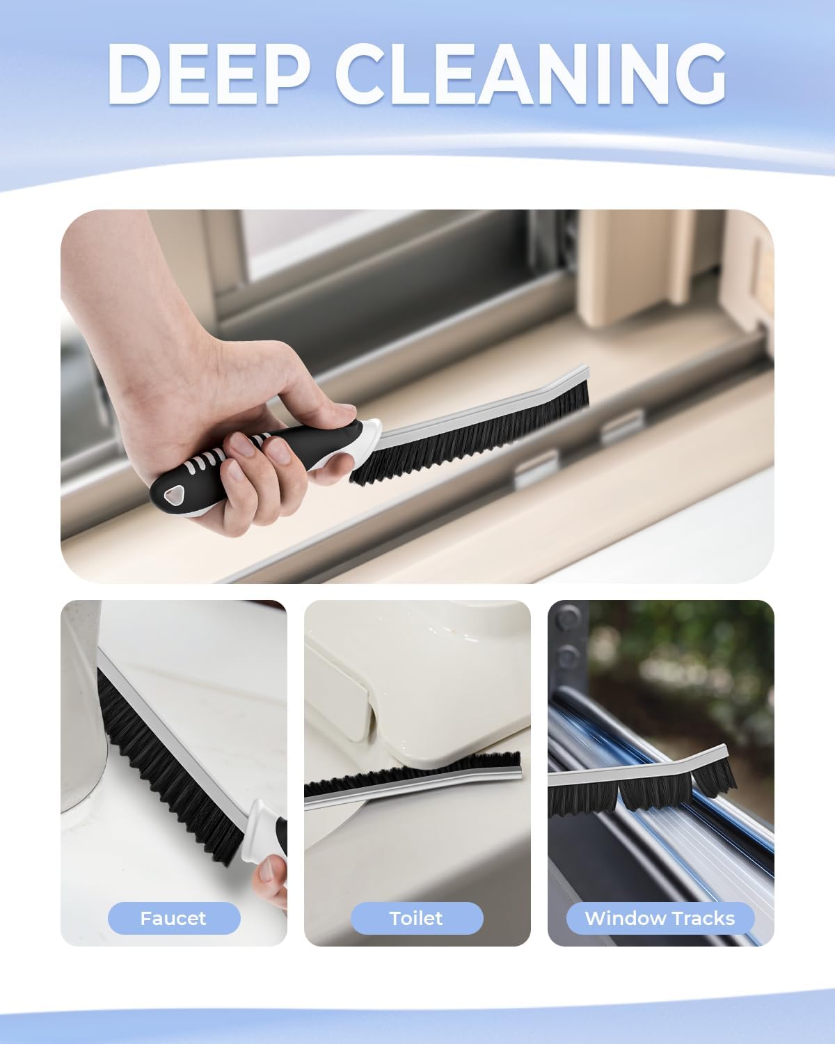 Crevice Cleaning Brushes, Serrated Scrub Brush Tool for Hard to Reach Tight Space, Cleaner Brushes, Cleaning Supplies, Home Essentials for Shower, Bathroom, Kitchen, Window, Toilet, Sink
