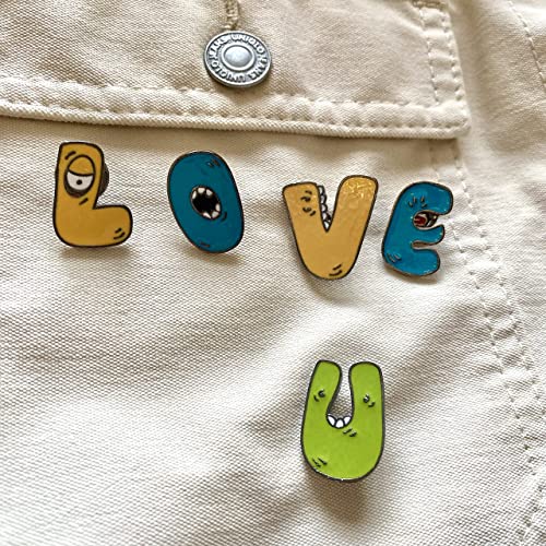 Image of 26pcs Initial Letter Enamel Pins A-Z Cartoon Alphabet Brooch Pin Lovely Lapel Pin Badge Jewelry for Backpacks Jackets