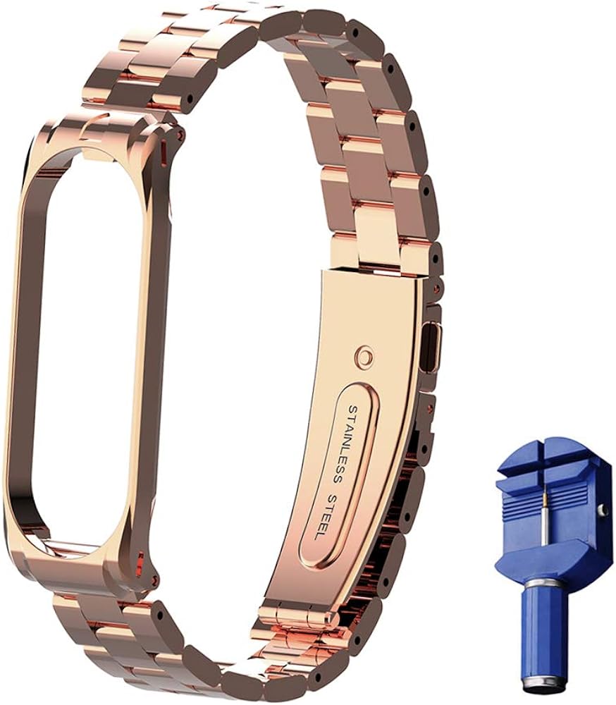 OLLIVAN for Xiaomi Mi Band 4 Strap, Mi Band 4 Mi Band 3 Wristbands Metal Replacement Bracelet Accessories Adjustable Wrist Straps for Xiaomi Mi Band 4 Mi Band 3 -No Tracker