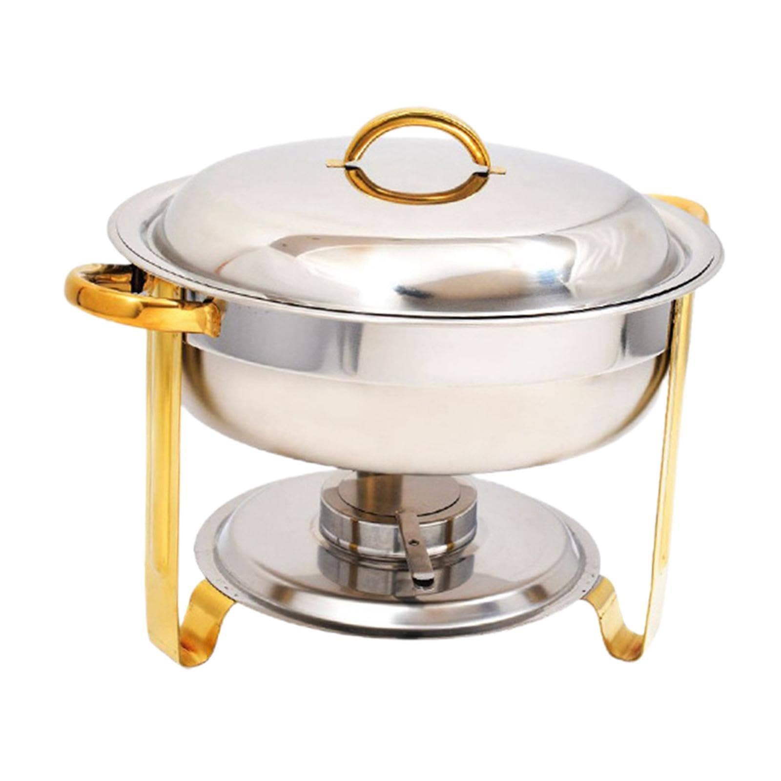 Set di pentole calde a buffet, piastra calda per catering rotonda da 4.5 litri in confezione da 2 con vassoio per l'acqua Set di pentole calde per buffet per catering, adatto per ristoranti, hotel.,B