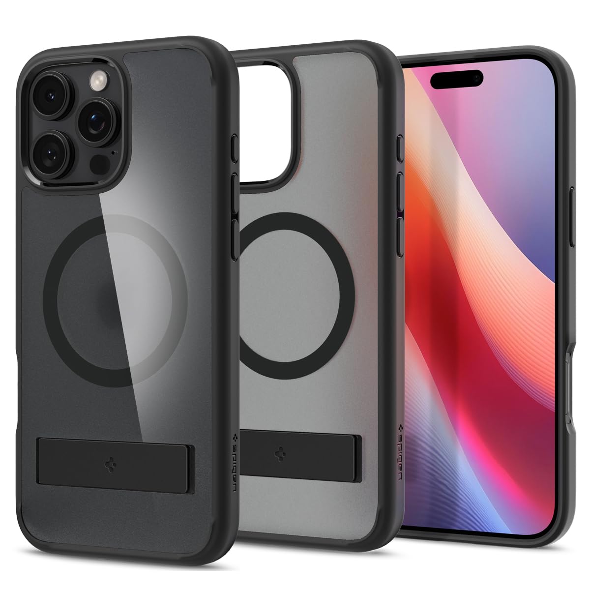 Spigen Ultra Hybrid S MagFit Case for iPhone 16 Pro [Built-in Kickstand] [MagSafe Compatible] - Frost Black