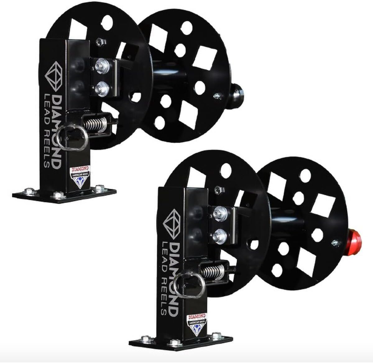 FBS-SET12BLU Diamond Lead Reels, HD, 12 ", Blue, Fixed Base Set (Two Separate Reels with Black/Red Handles)